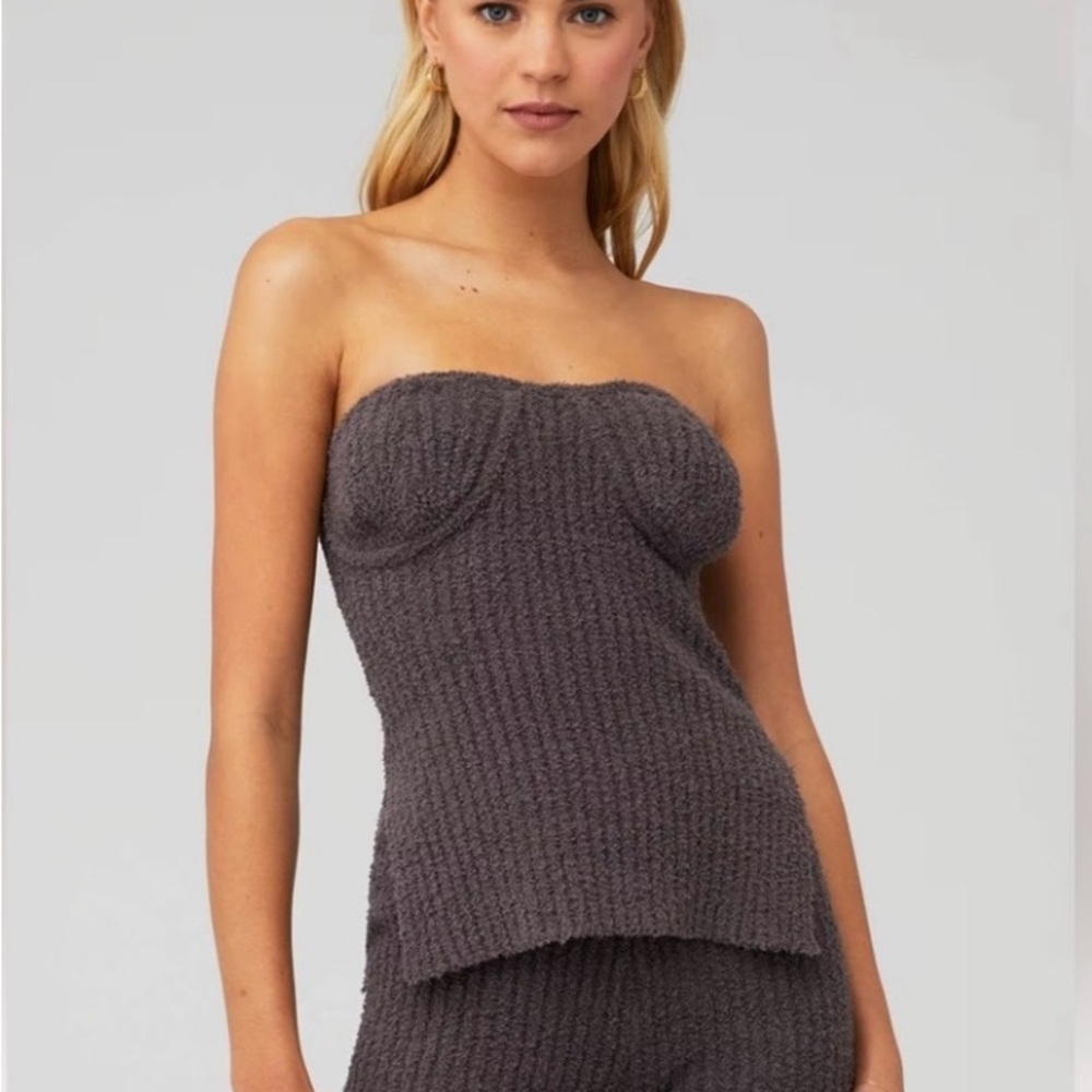 4th Reckless Cozy Gray Strapless Intimate Top